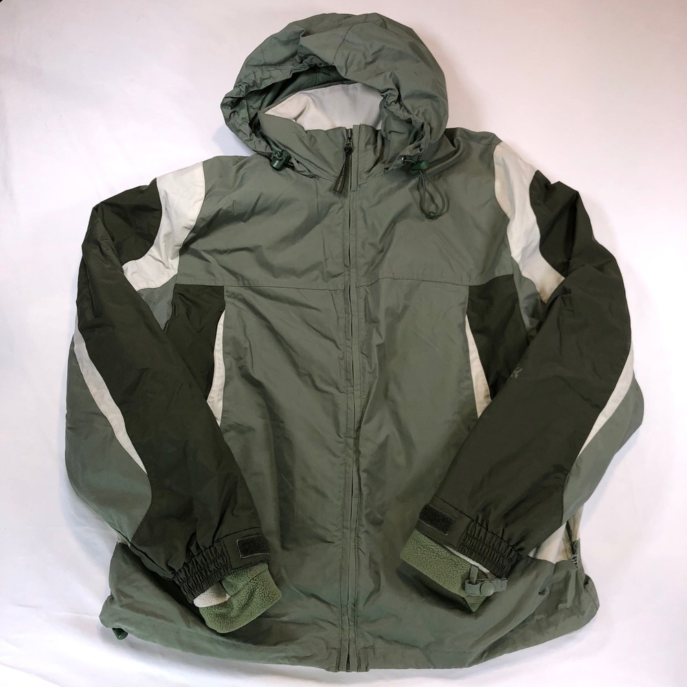 Project Powder Maurices Mens Green Colorblock Hooded Windbreaker Jacket Large